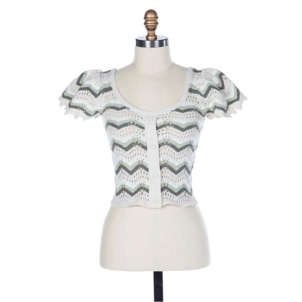 Blu Pepper - Chevron Crochet Top - Green